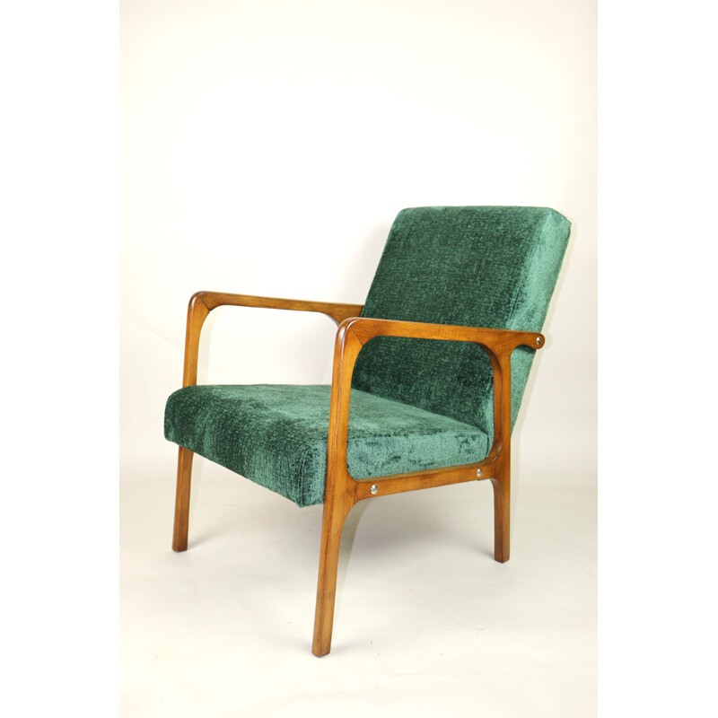 Vintage green velvet armchair, 1970s