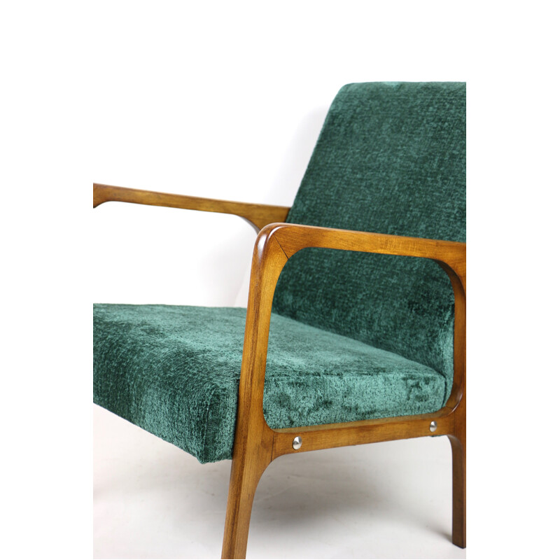 Vintage green velvet armchair, 1970s