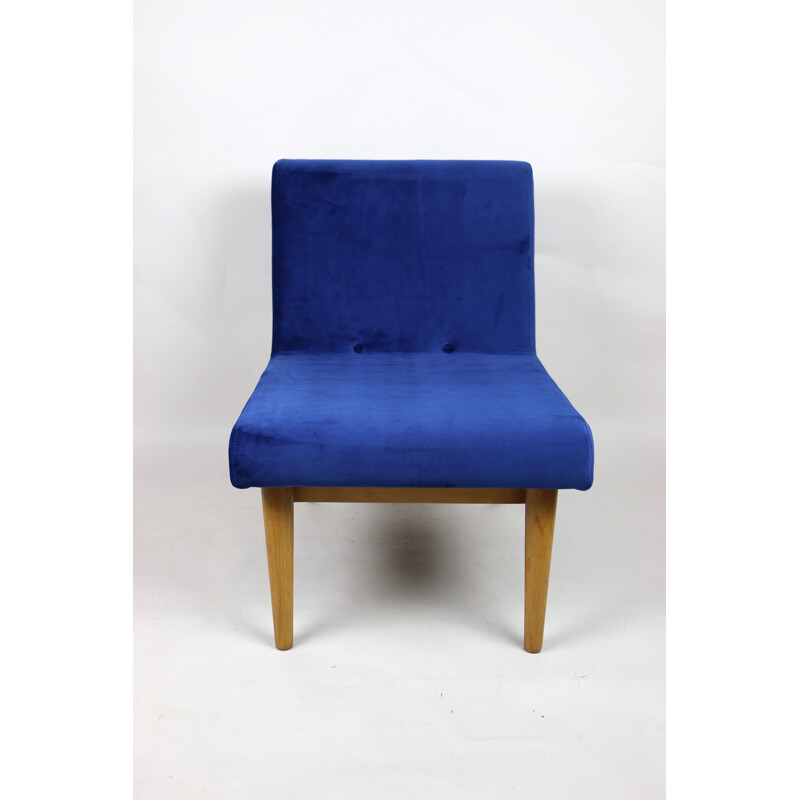 Vintage blue velvet armchair, 1970s