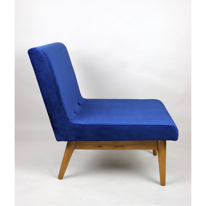 Vintage blue velvet armchair, 1970s