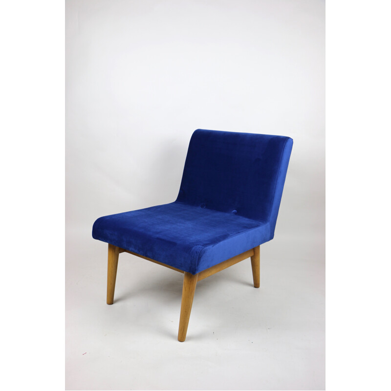 Vintage-Sessel aus blauem Samt, 1970