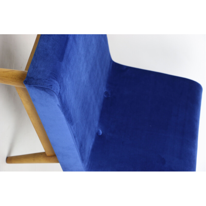 Vintage blue velvet armchair, 1970s