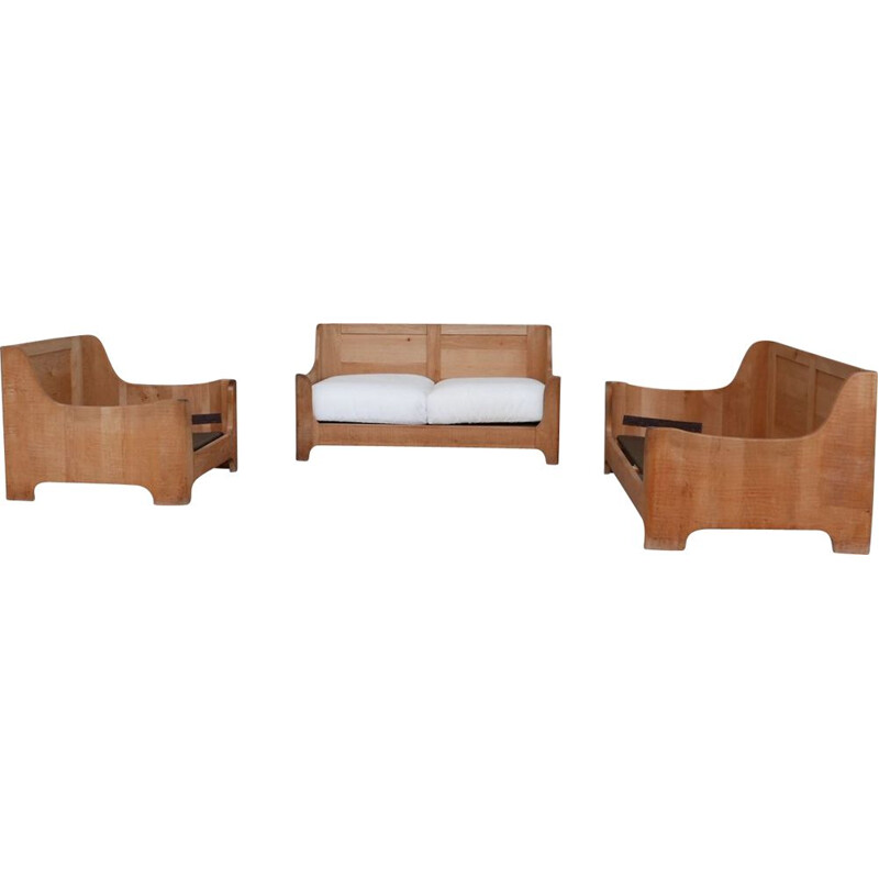 Oakwood brutalist mid-century living room set, Holland 1960s