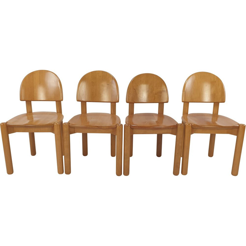 Conjunto de 4 cadeiras de carvalho vintage, 1980