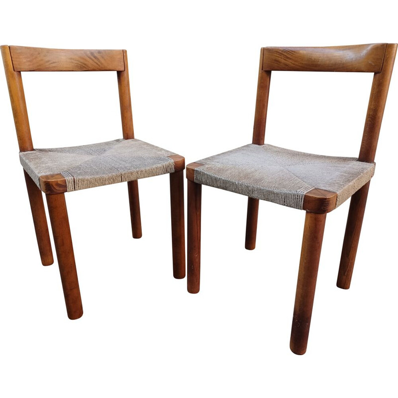 Pair of vintage wooden chairs, 1950s