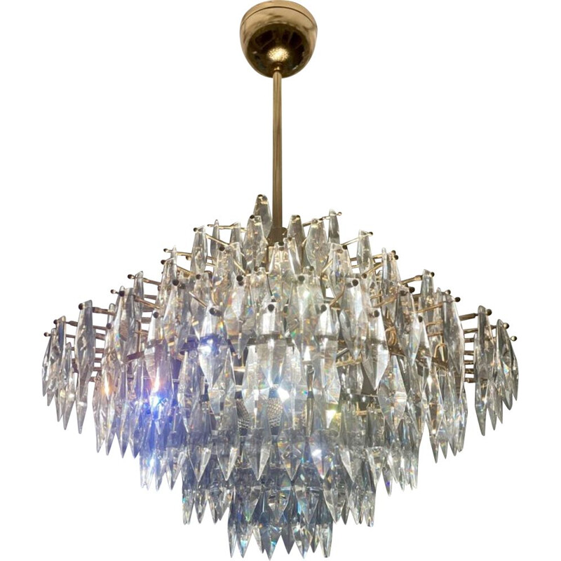 Vintage chandelier in gold plated structure Kinkeldey