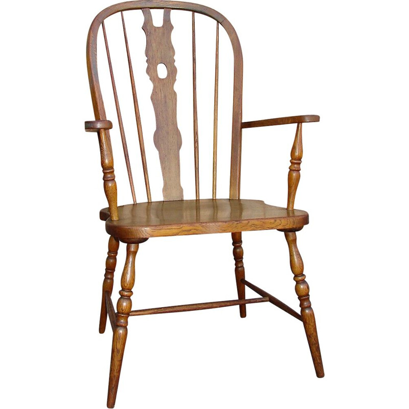 Vintage Windsor armchair of oak wood, 1960s