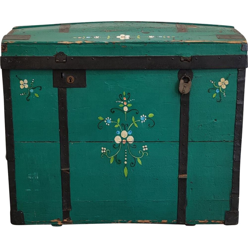 Vintage green painted austrian trunk