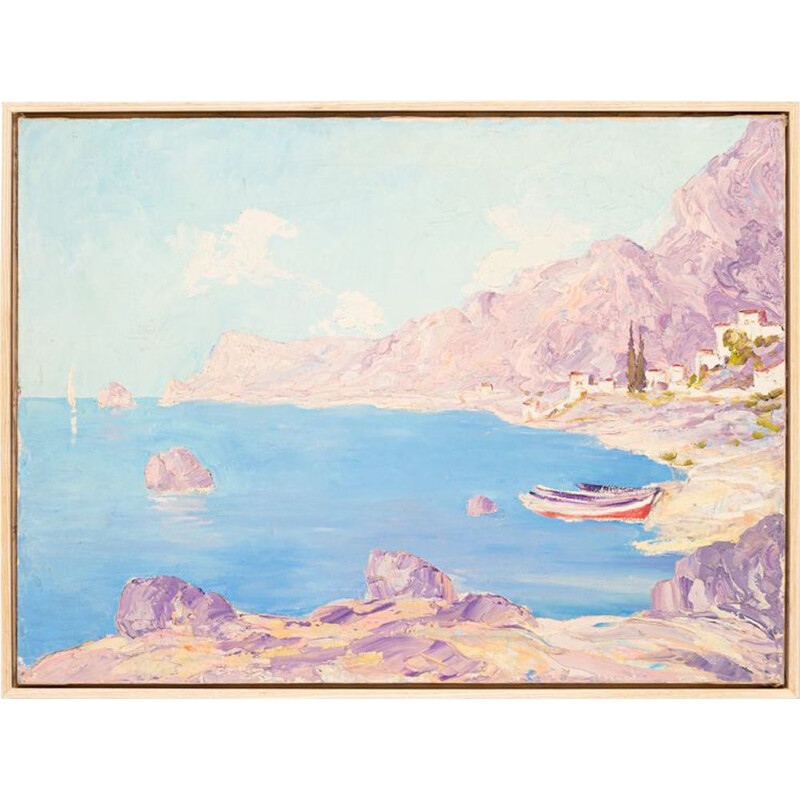Vintage painting Bay of the Sea by Hans Kaiser, 1940