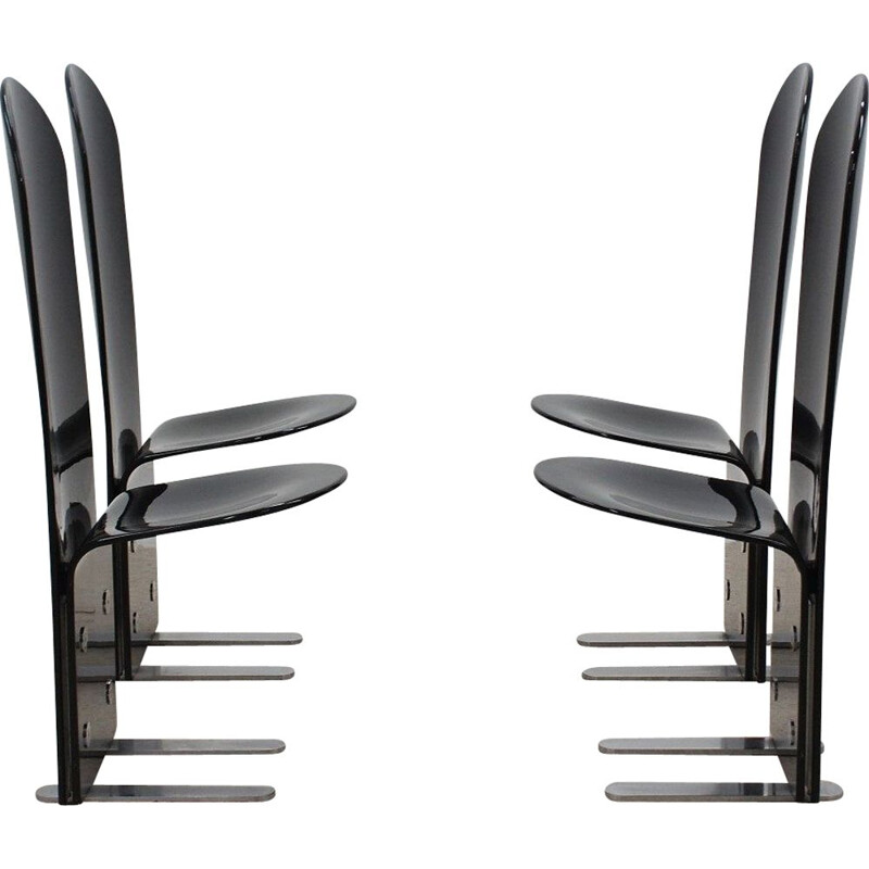 4 vintage Pellicano chairs design Luigi Saccardo for Arrmet, 1970s