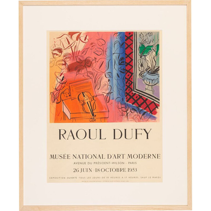Affiche vintage d'exposition lithographique de Raoul Dufy