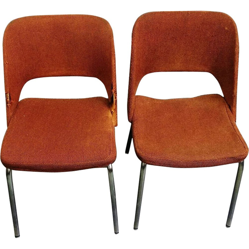 Pair of vintage brown fabric armchairs by Arne Jacobsen, 1950s