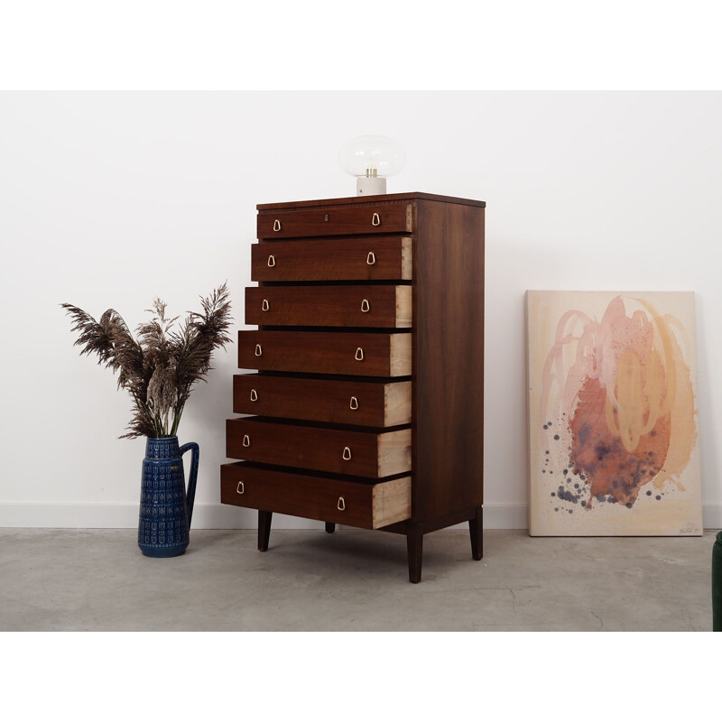 Walnut vintage chest of drawers, Denmark 1970s