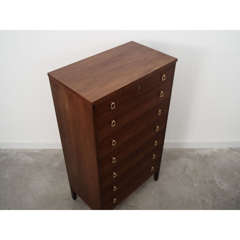 Walnut vintage chest of drawers, Denmark 1970s