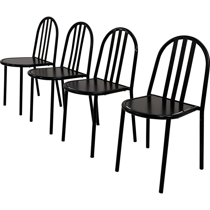 Set of 4 vintage no.222 metal chairs by Robert Mallet-Stevens, 1970s