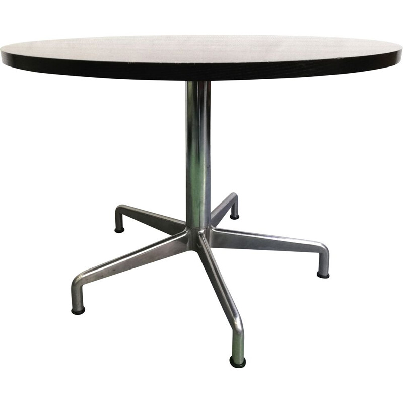 Table vintage ronde Castelli en bois et piètement en aluminium