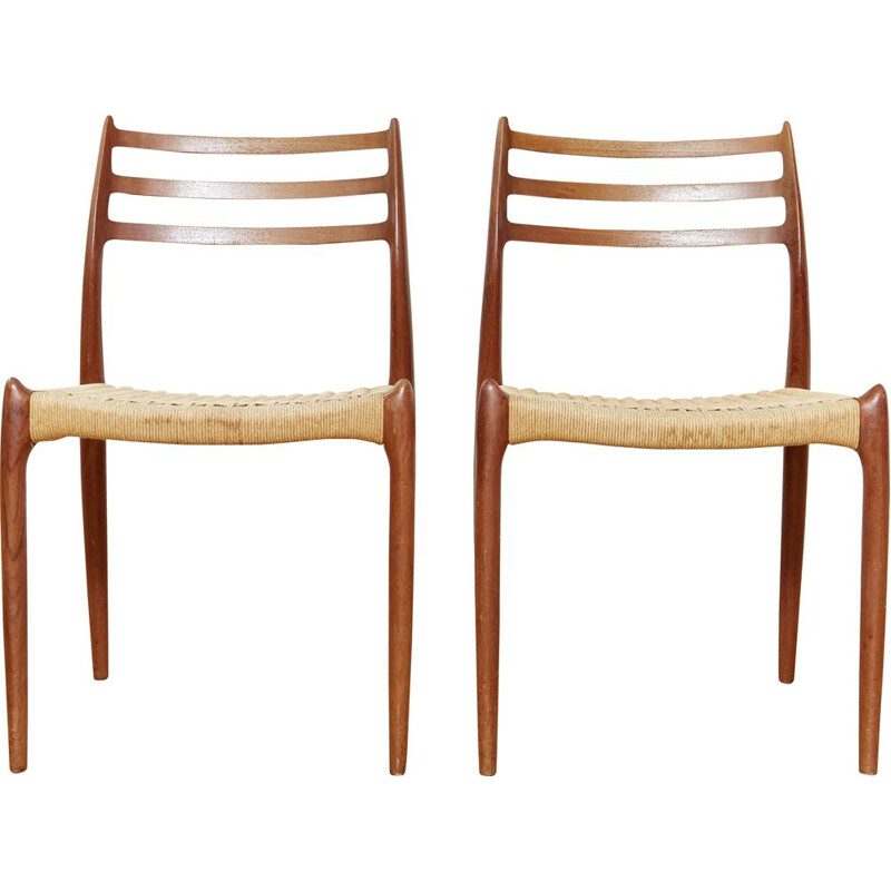 Pair of vintage teak dining chairs by Niels Otto Møller for J.L. Møllers