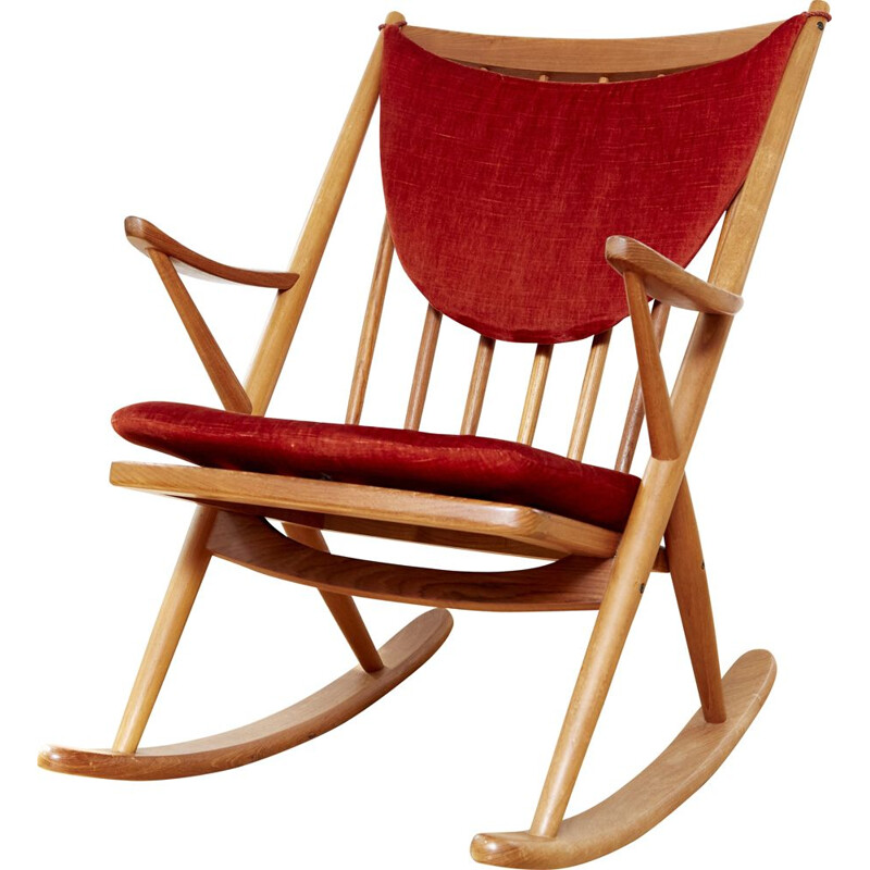 Vintage teak rocking chair by Frank Reenskaug for Bramin