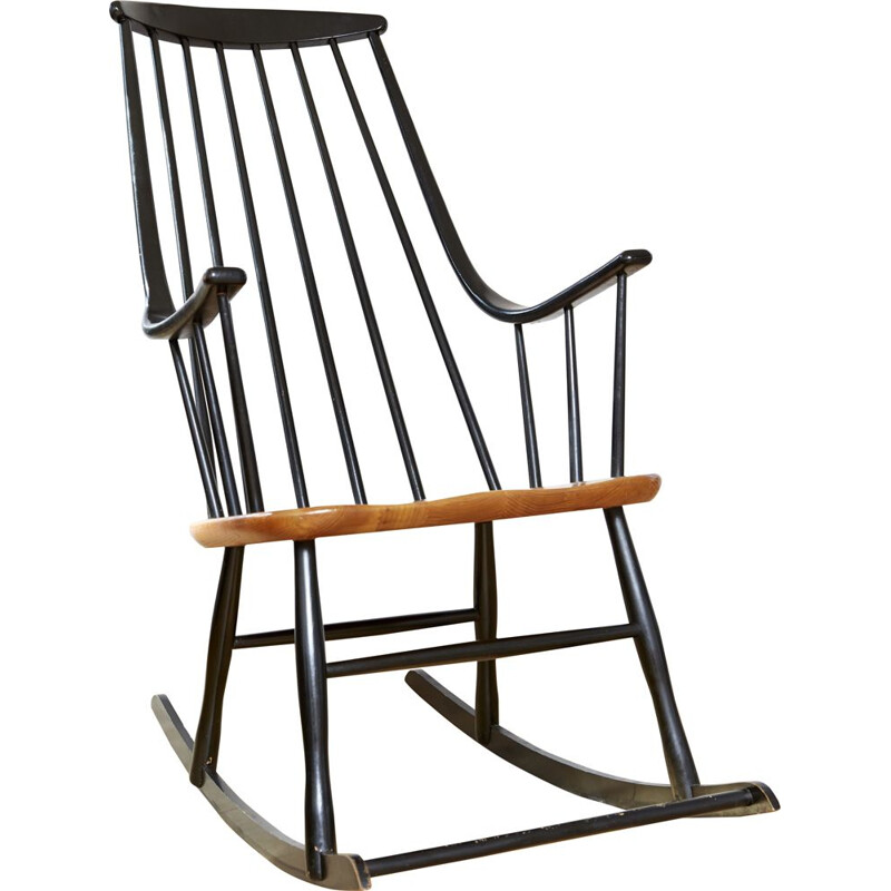 Vintage Grandessa rocking chair by Lena Larssen for Nesto, Sweden 1950