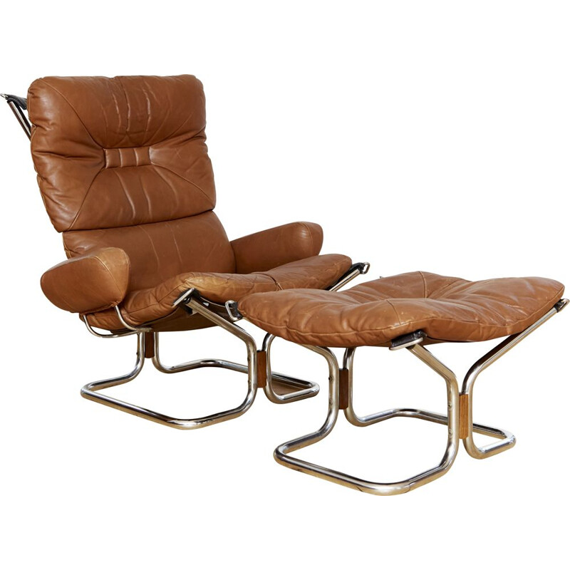 Vintage armchair and ottoman by Ingmar Relling for Westnofa, 1970