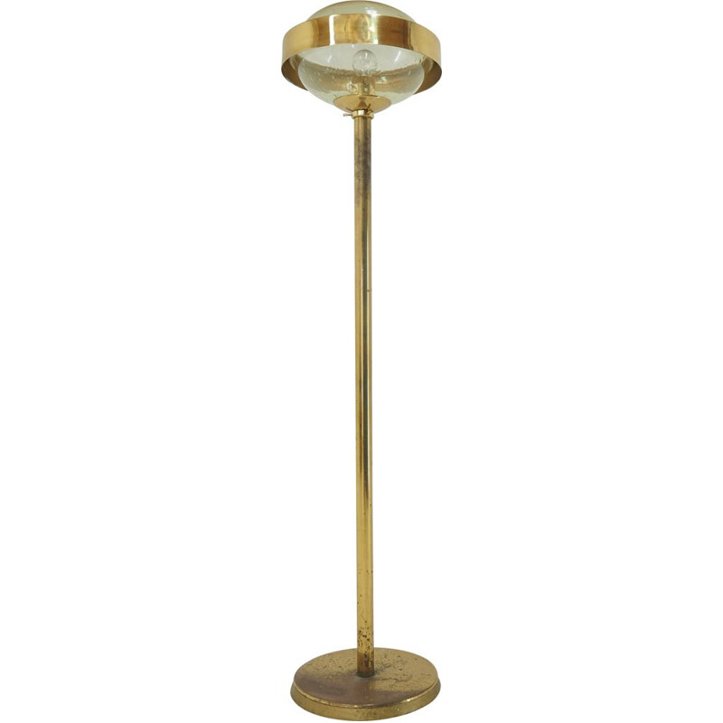 Mid century brass floor lamp, Czechoslovakia 1970s