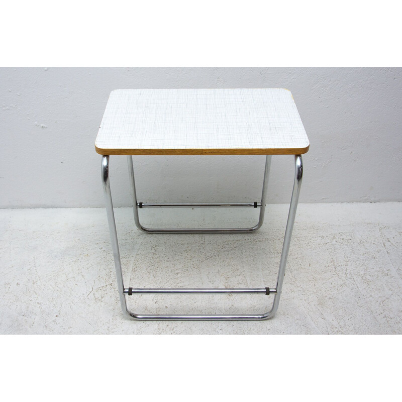 Vintage Bauhaus chromed side table, Czechoslovakia 1930s