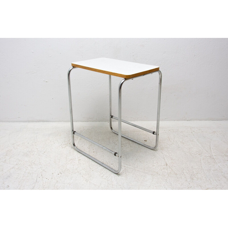 Vintage Bauhaus chromed side table, Czechoslovakia 1930s