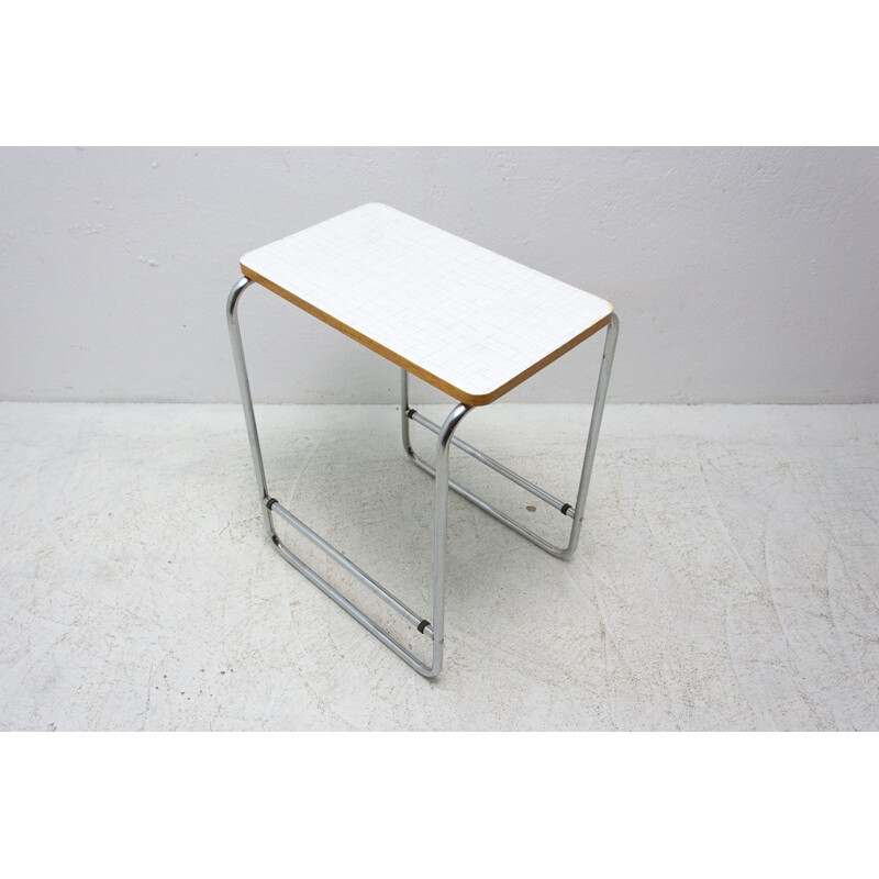 Vintage Bauhaus chromed side table, Czechoslovakia 1930s