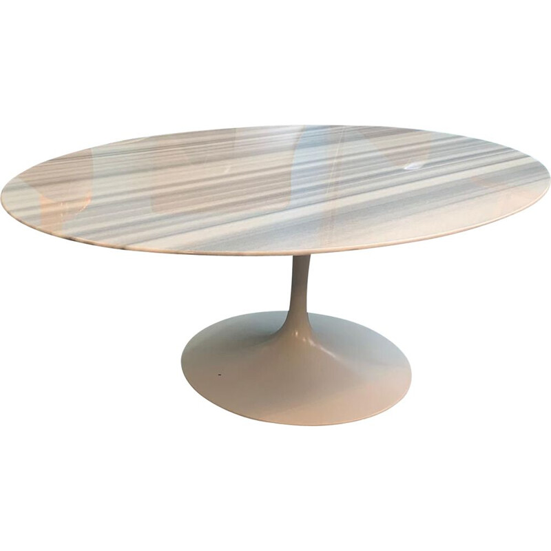 Table basse vintage en marbre blanc par Eero Saarinen pour Knoll