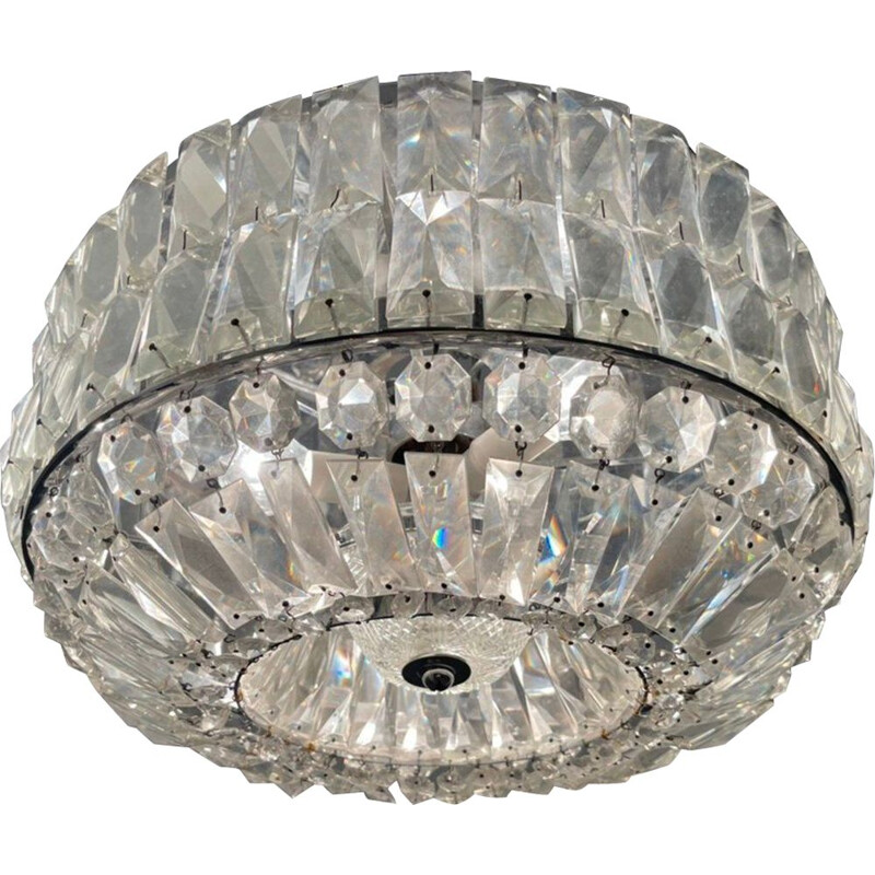 Vintage crystal ceiling lamp, 1960s