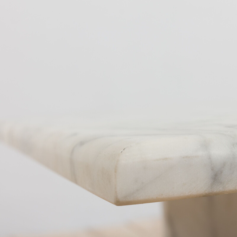 Table basse italienne vintage en marbre blanc, 1980