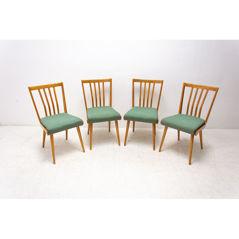 Set of 4 vintage upholstered chairs, Czechoslovakia 1960