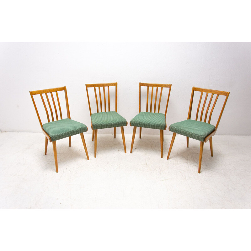 Satz von 4 gepolsterten Vintage-Stühlen, Tschechoslowakei 1960