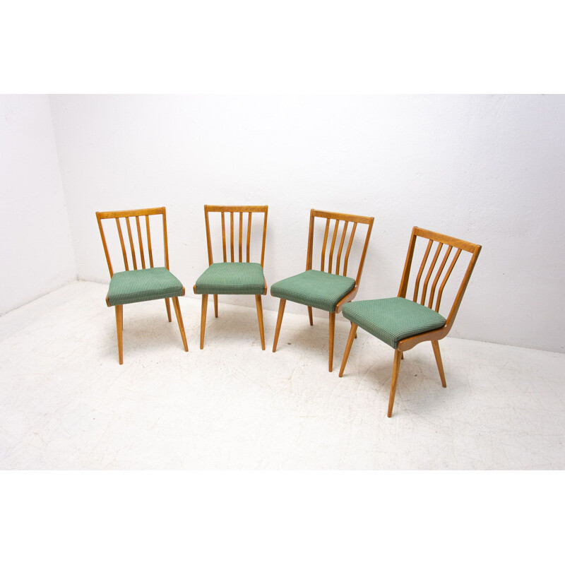 Set of 4 vintage upholstered chairs, Czechoslovakia 1960