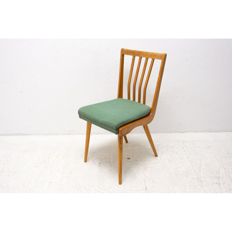 Juego de 4 sillas tapizadas de época, Checoslovaquia 1960