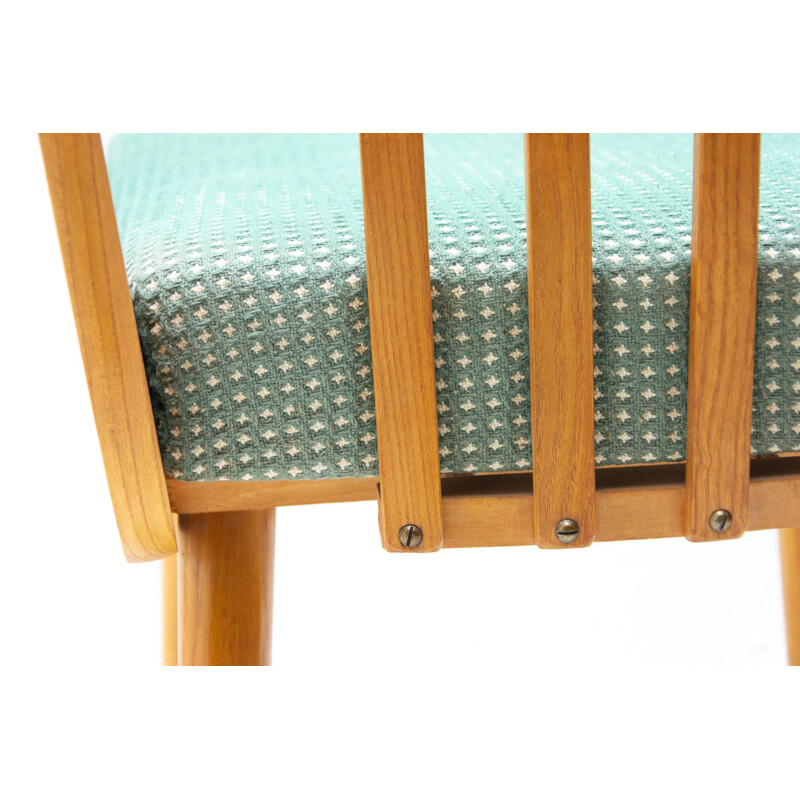 Ensemble de 4 chaises vintage rembourrées, Tchécoslovaquie 1960