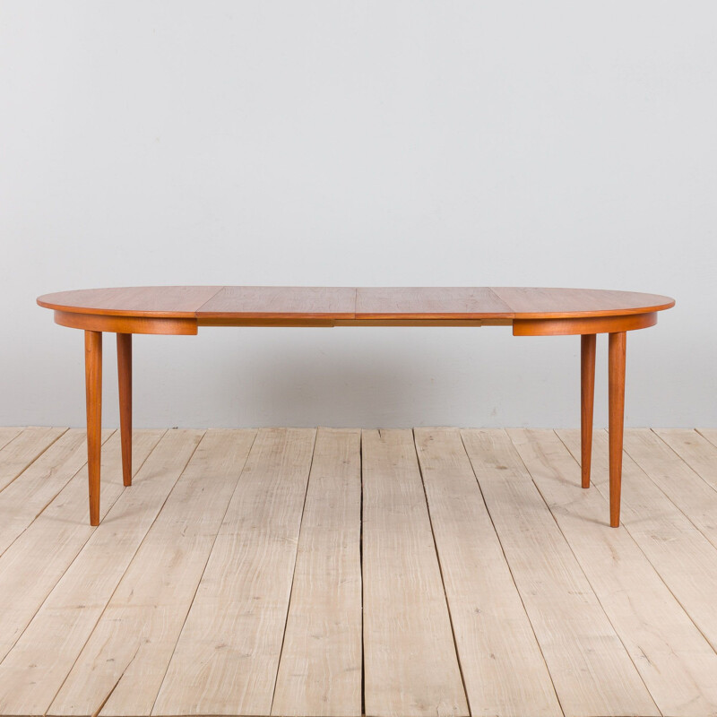 Vintage round teak extension table by Skovmand and Andersen, Denmark 1960s