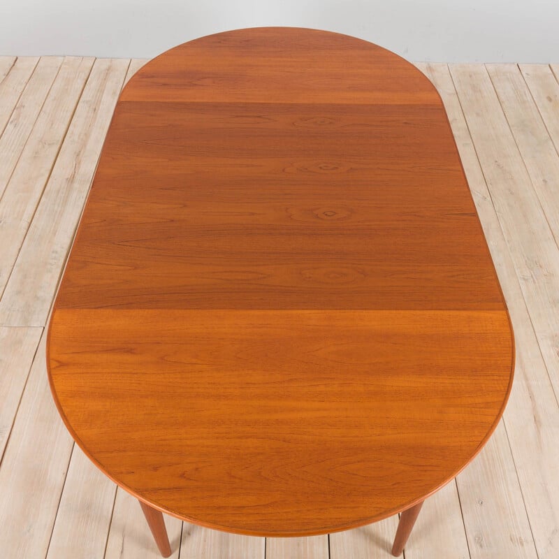 Vintage round teak extension table by Skovmand and Andersen, Denmark 1960s