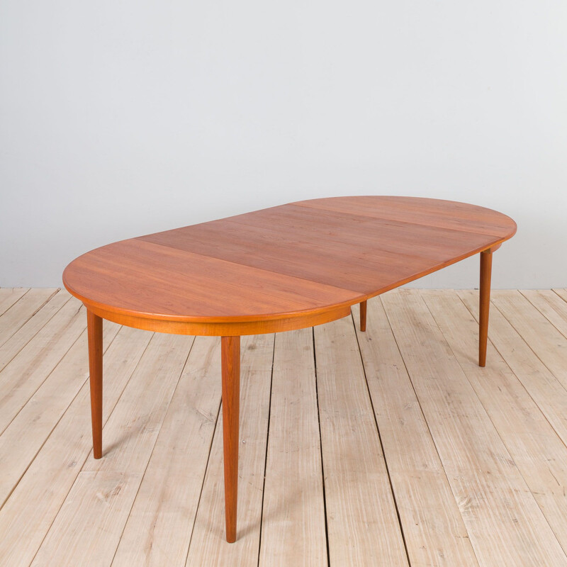 Vintage round teak extension table by Skovmand and Andersen, Denmark 1960s