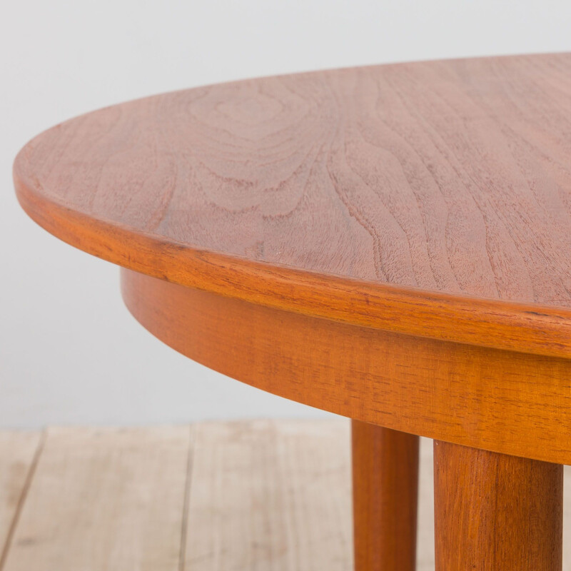 Vintage round teak extension table by Skovmand and Andersen, Denmark 1960s