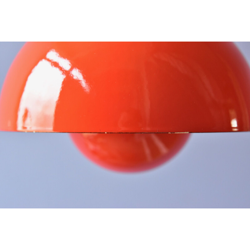 Vintage enamel flowerpot pendant lamp by Verner Panton for Louis Poulsen, Denmark 1968