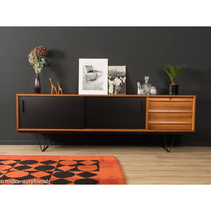 Mid century teak and black formica sideboard, Germany 1950s