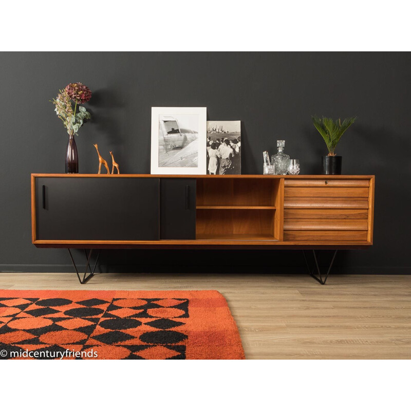 Mid century teak and black formica sideboard, Germany 1950s