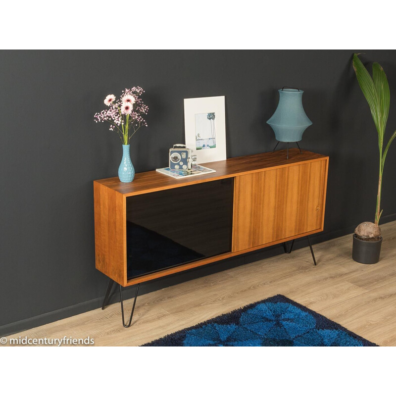 Vintage walnut sideboard with a sliding door, Germany 1950s