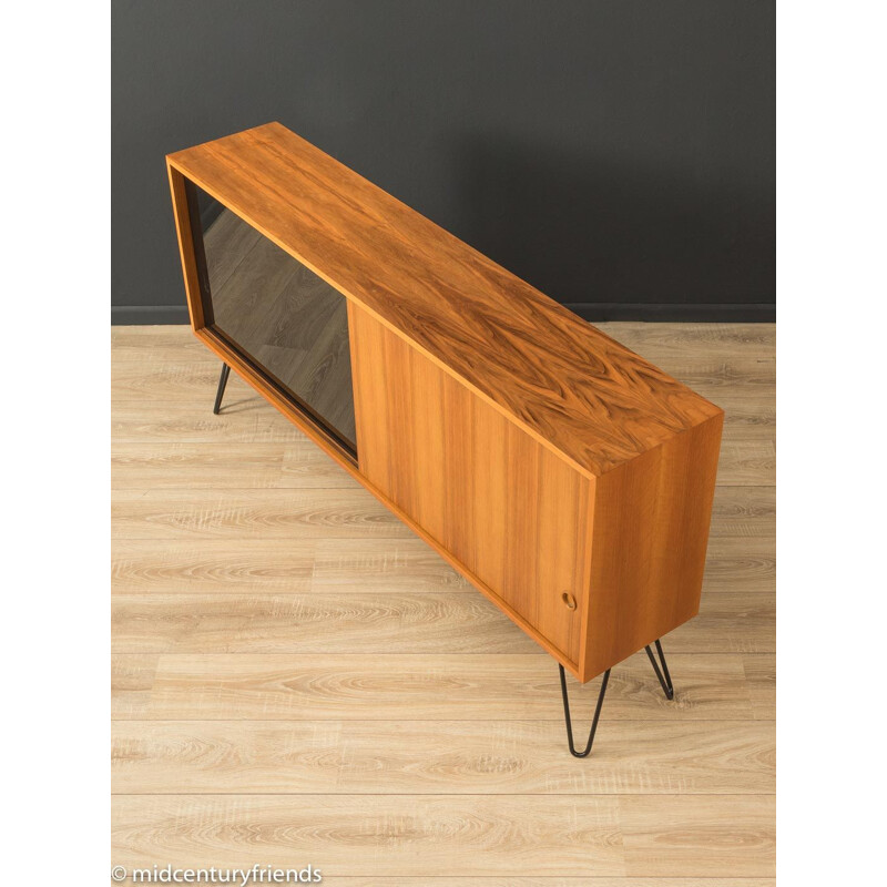 Vintage walnut sideboard with a sliding door, Germany 1950s
