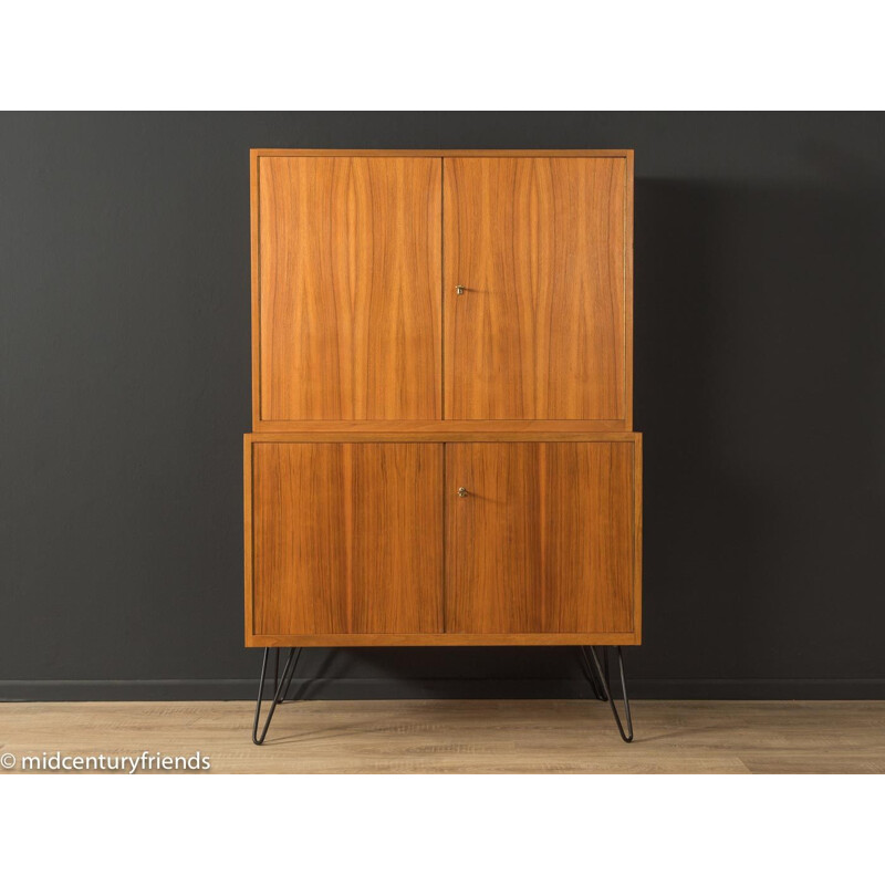 Vintage walnut cabinet with four doors, Germany 1950s