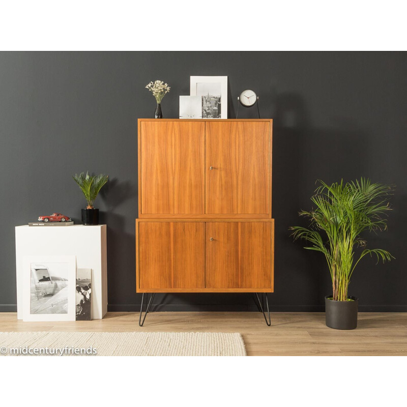 Vintage walnut cabinet with four doors, Germany 1950s