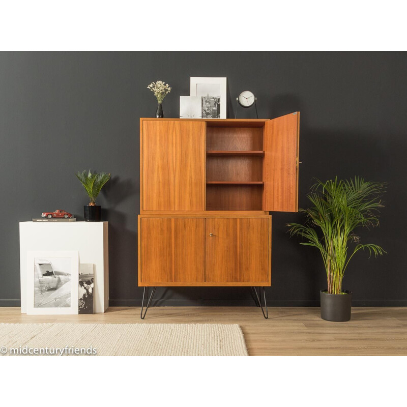 Vintage walnut cabinet with four doors, Germany 1950s