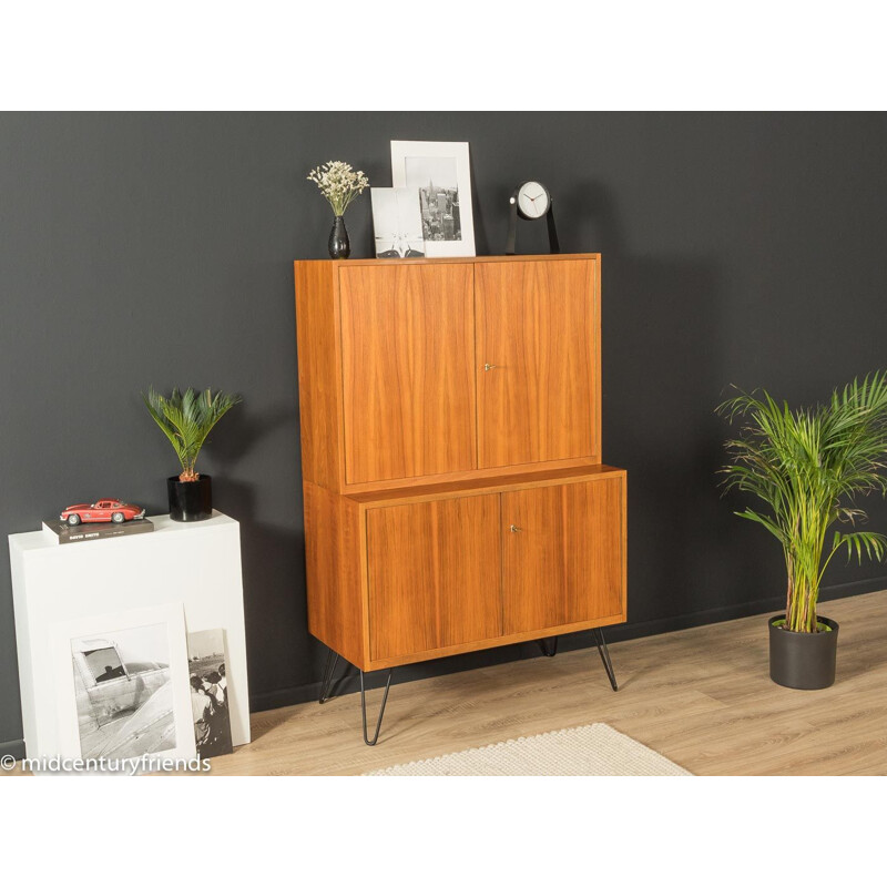 Vintage walnut cabinet with four doors, Germany 1950s