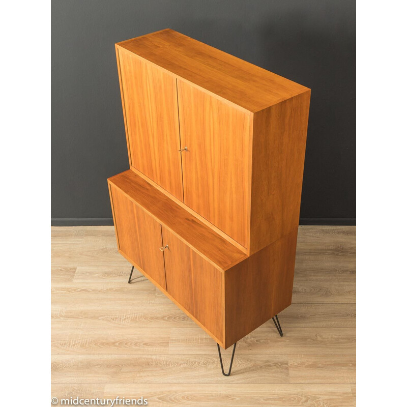 Vintage walnut cabinet with four doors, Germany 1950s